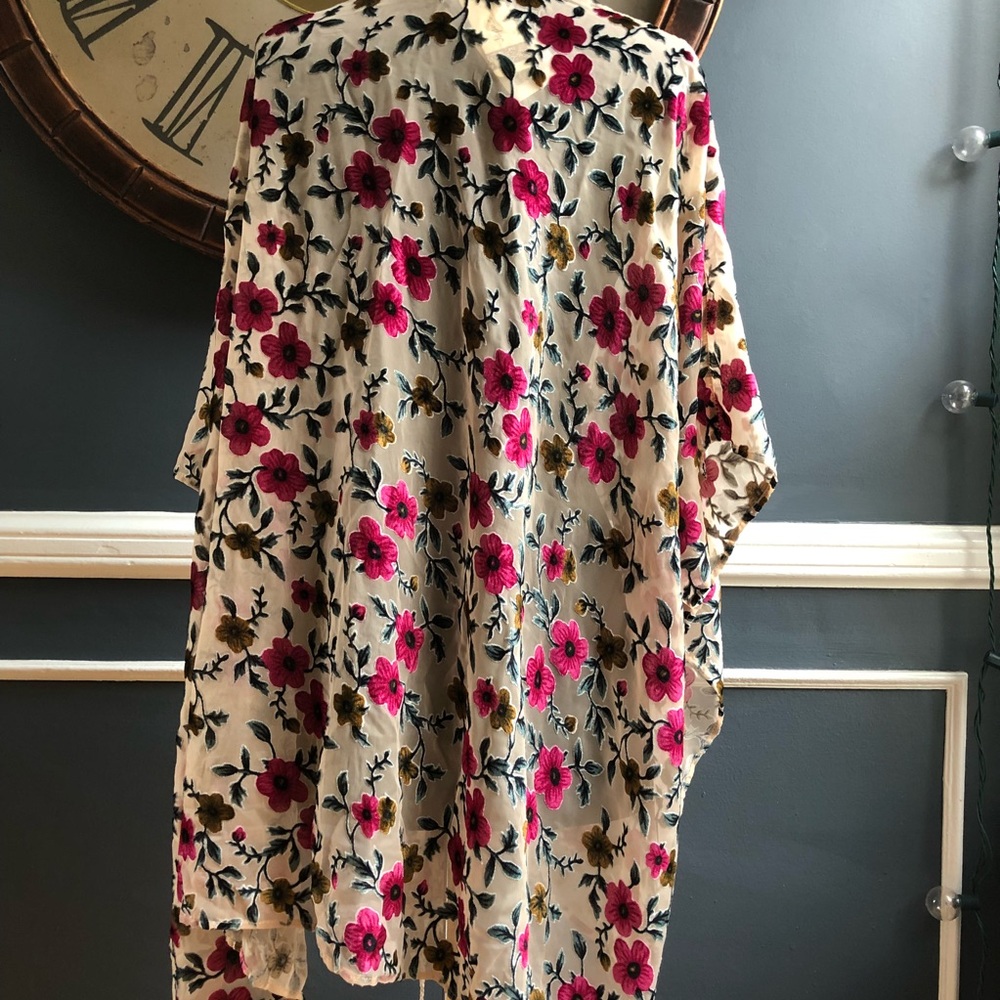 Boho Floral Drape Kimono – Size L, NWT - Picture 3 of 4
